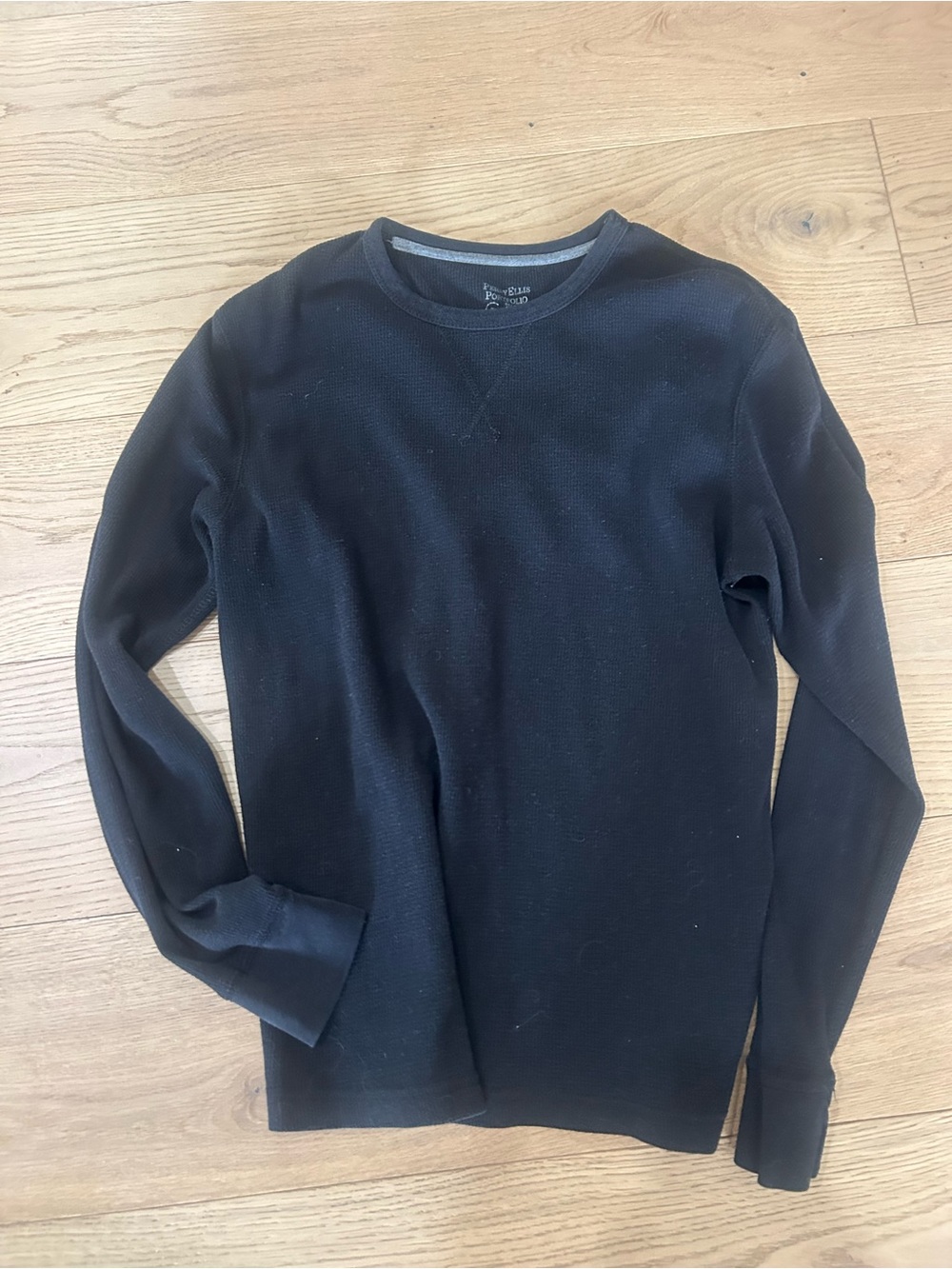 Perry Ellis Black Crewneck Thermal Sweater